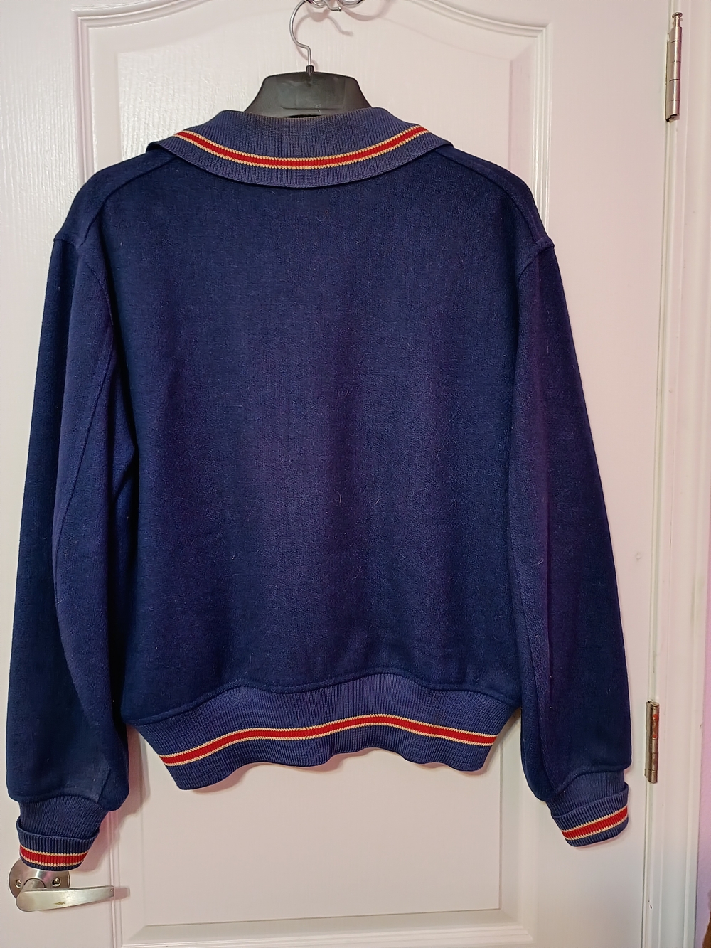 Vintage 50's Men’s Navy & Red Varsity Bomber Jacket - Picture 7 of 11